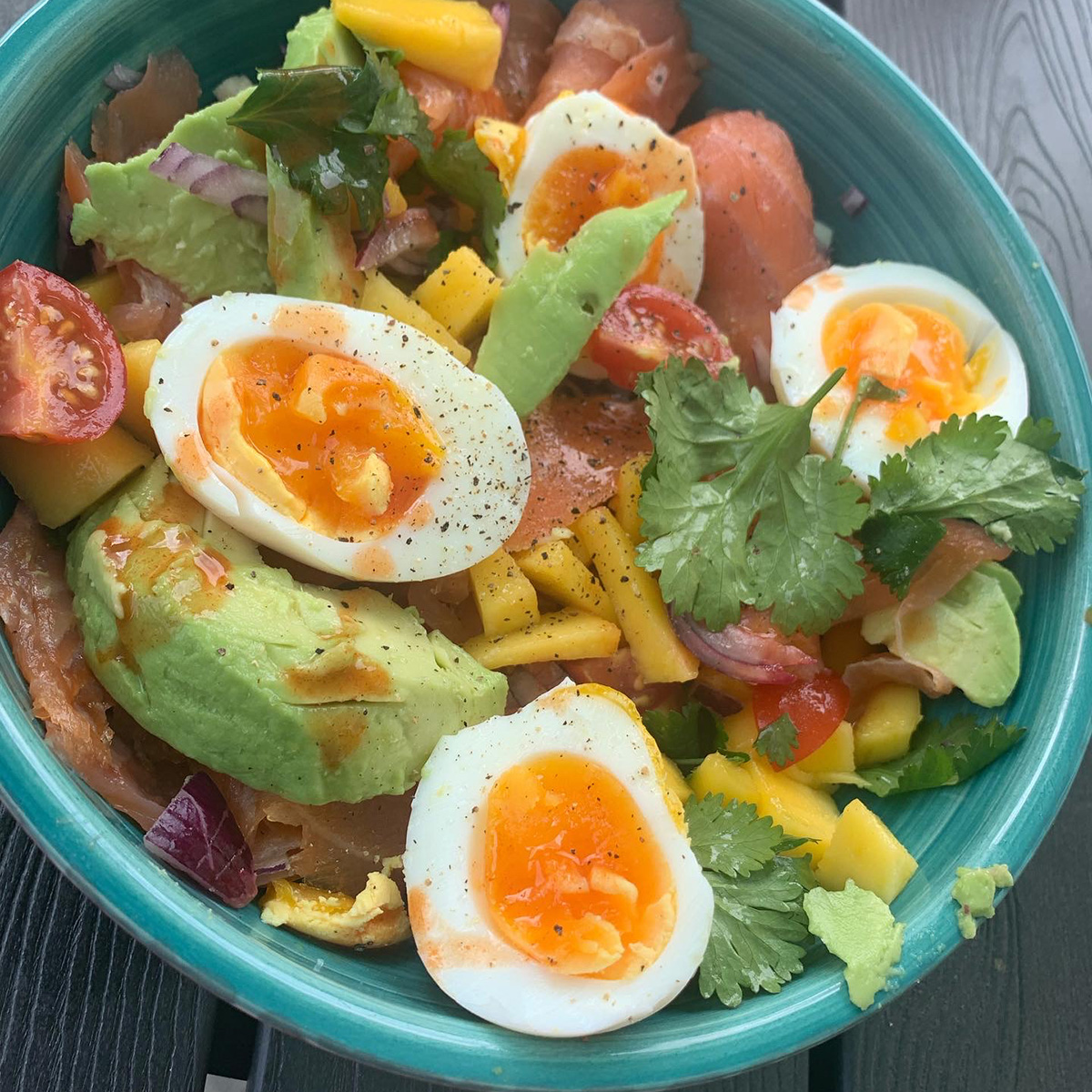 Smoked Salmon and Avocado Salad with Soft-Boiled Eggs